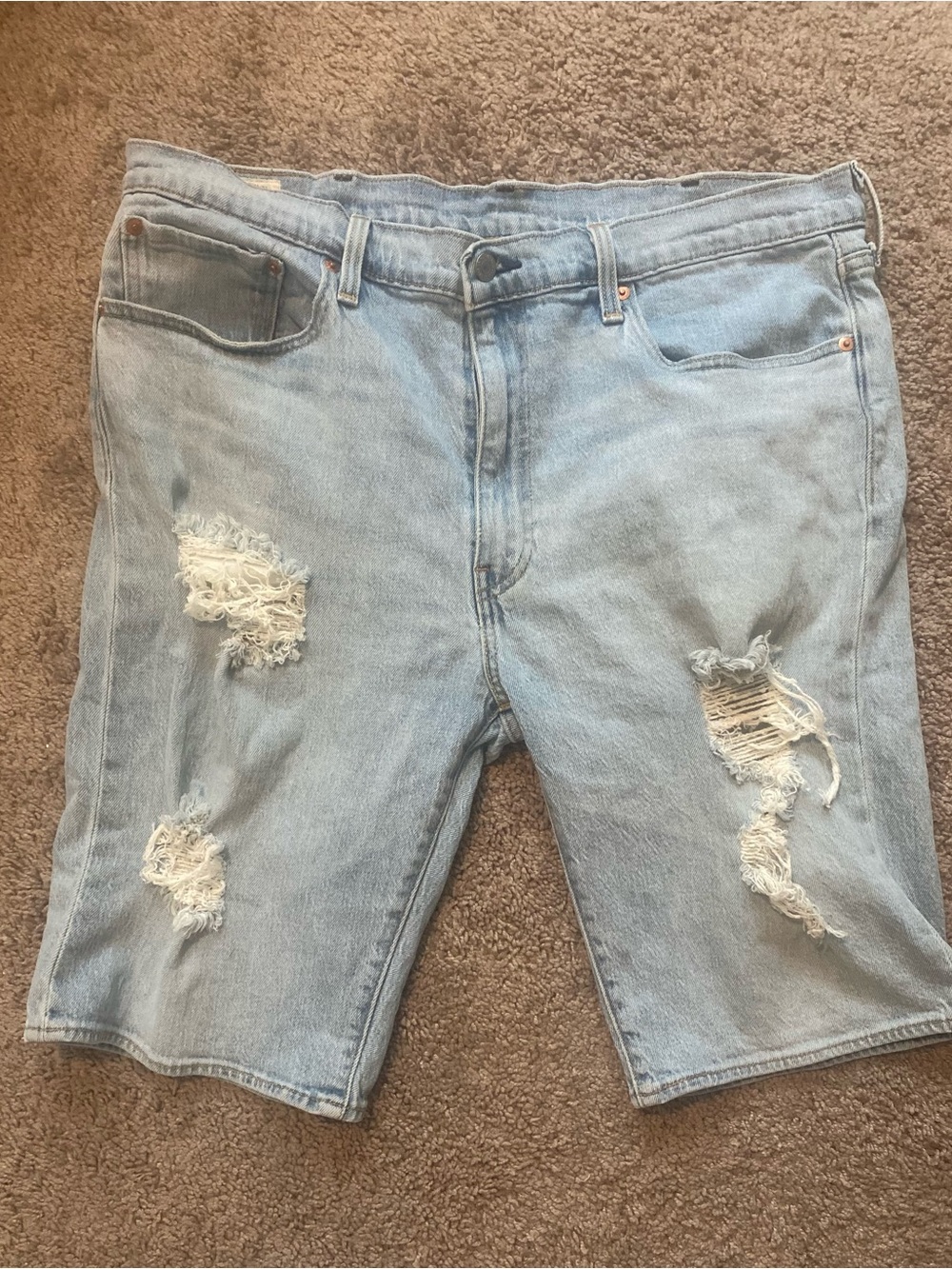 Men's Levi’s Light Blue Distressed Denim Shorts